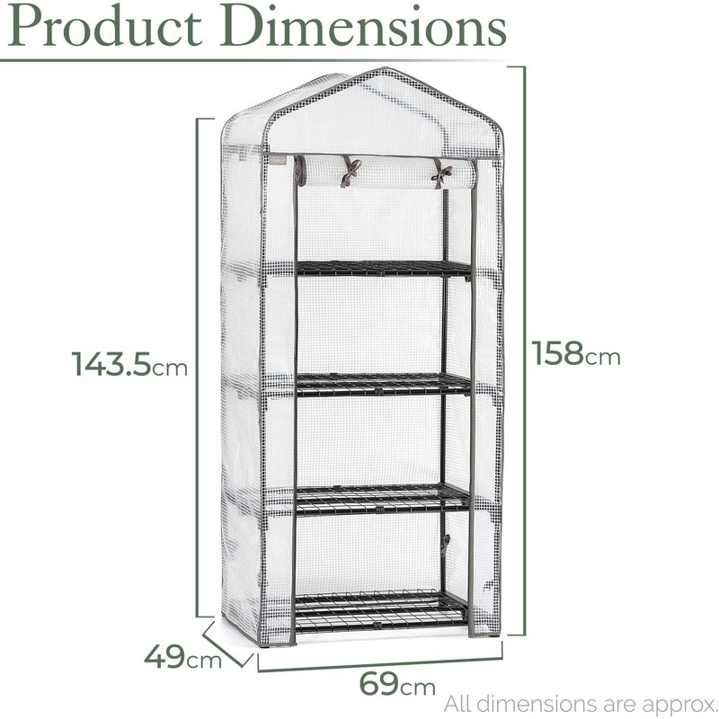 Christow Greenhouse Cover Replacement 4 Tier, Reinforced Mini Growhouse Protector