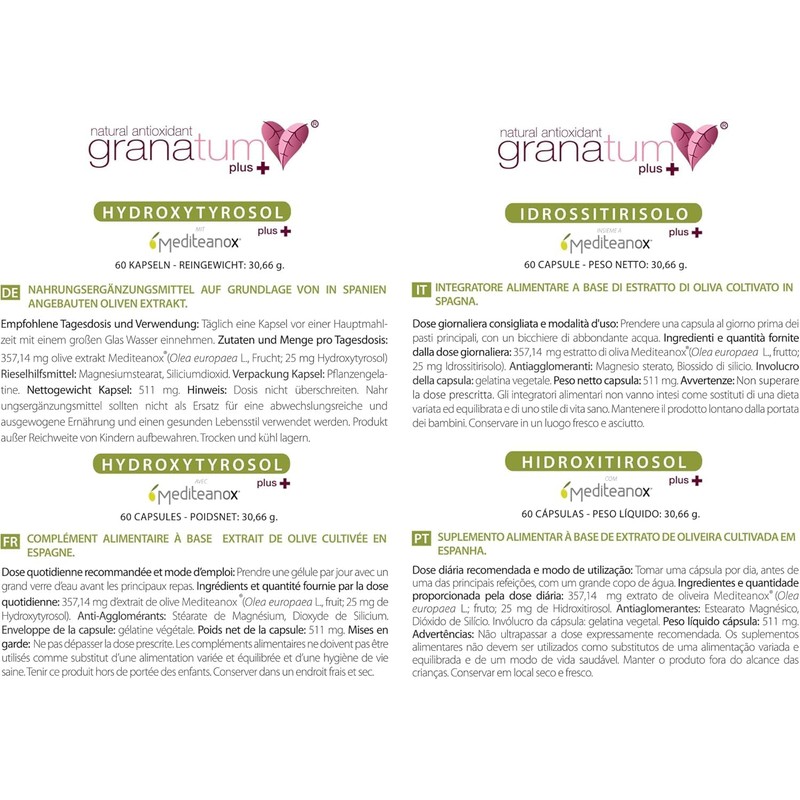 Granatum Plus Hydroxytyrosol Plus Mediteanox Olive Extract Dietary Supplement (1