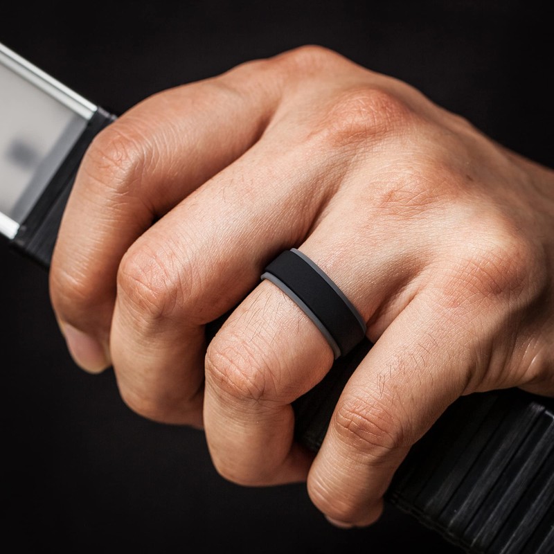 ThunderFit Anillos de boda de silicona para hombre, transpirable, 2