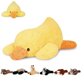 Niuniu Daddy 20" | 3.3 Pound Weighted Duck Stuffed Animals for Adults Kids, Giant Weighted Yellow Duck Plush Toy with Soft Fur, Big Fluffy Body Pillow for Large Cute Present Christmas Birthday