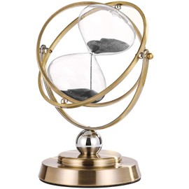 CNCJ 60 Minute Hourglass Timer: Large Brass Black Sand Clock,Vintage Rotating Sand Watch 60 Min,Antique Reloj De Arena, Metal Unity One Hourglass Sandglass for Gifts, Home, Desk, Office Decor