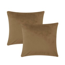 AMEHA Cushion Covers 45 x 45 cm (Pack of 2) Decorative Velvet Square Throw Pillow Cases 18 x18 Inches Cushion Cover for Sofa Couch Bedroom with Invisible Zipper (Brown)