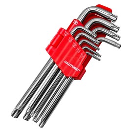HAUTMEC Star Wrenche Set Star Key Set L Shape Metric Allen Wrench Set 9-Piece, Chrome Vanadium Steel and Drilled tips for Tamper Resistant Fasteners