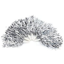 Keenso Cheerleader Pompoms, Pack of 6 PET Cheerleading Pompoms Atmosphere Cheering Pompoms for Sports Festival, Stadium, Party, Holiday, Celebrations, Stage Performance (Silver) Sports Bag Sports Bags
