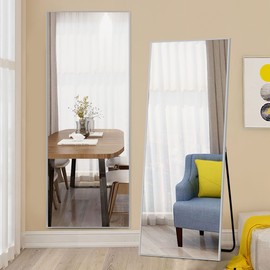 NeuType 65''x21'' Full Length Mirror, Wall/Leaning/Standing, Aluminum Alloy Frame, Shatterproof, Silver, Home Decor, Dressing, Makeup