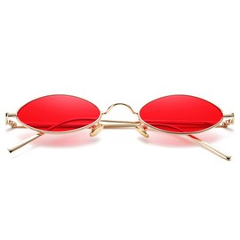 COASION Vintage Small Oval Aesthetic Sunglasses Retro for Women Men Hippie Cool Metal Frame Sun Glasses (Gold Frame/Clear Lens)