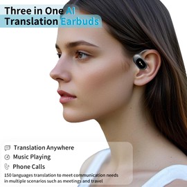 Language Translation Earbuds, 150 Languages Two Way Audífonos Traductores, Earbuds Translator Real Time with Bluetooth and APP，Voice Translator Earbuds for Study, Travel, and Business