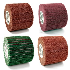 4 Pcs 4.7" x 4" Burnishing Polishing Wheel Drum Drawing Polishing Wheel with Sandpaper for Surface of Metal, Wood, Plastic Grit :80 & 120SP & 240 & 320