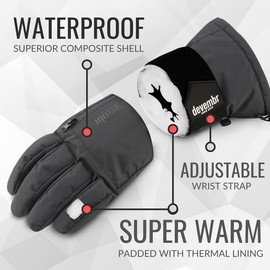 devembr Ski Gloves with Wrist Guards, Warm Snowboard Gloves for Men and Women, Black, S
