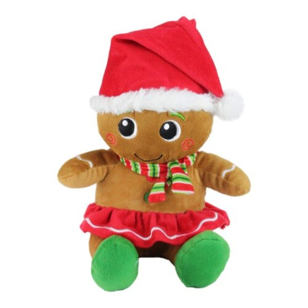Northlight 11" Brown and Red Plush Sitting Gingerbread Girl Christmas Figure