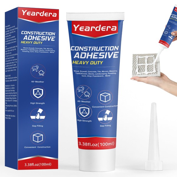Yeardera Yeardera Heavy Duty Construction Adhesive, 7.4 Ounce Cement Glue