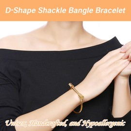UAIAGM Screw Bracelet for Women Men Stylish Titanium Steel D Shape Bar Screw and Shackle Cuff Bangle BraceletLove Screwball Bar Bracelets in Unisex Design (Gold)