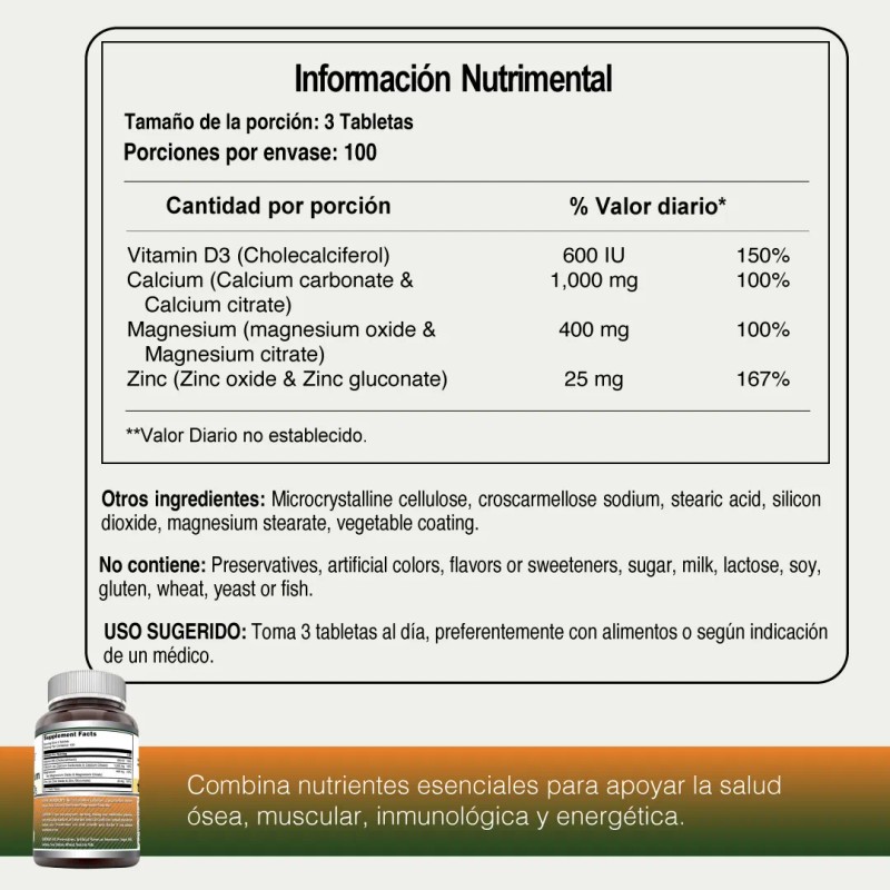 Amazing Formulas Cal Mag Zinc + Vit D3 Salud Osea