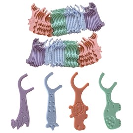 80 Stück Bunte Farben Zahnseide Kinder, 4 Tierformen Zahnseide Stick Kinder für die Reinigung der Zähne, Süß und lustig Zahnseidesticks für Reisen und den täglichen Gebrauch