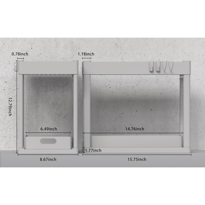 POUGNY 2PC Under Sink Organizer Rack 2 Tier Under Sliding