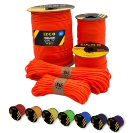 EdcX Paracord 4 mm, 35+ Solid Colours (15 m, 30 m, 50 m, 100 m, 300 m), Ideal for Crafts, Camping, Outdoor, 100% Nylon Rope, 4 mm, Tactical Cord 550, Type III (Soft Orange, 50 m)