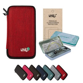 CALCUSO Premium Accessory Set Compatible with TI 82 Advanced Python Edition Graphic Calculator: WYNGS Protective Case Red + Geometry Set + Screen Protector