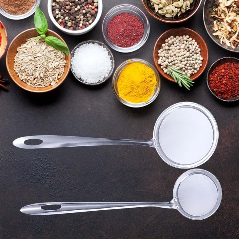 1Pc Stainless Steel Fat Skimmer Spoon, Fine Mesh Strainer Filter