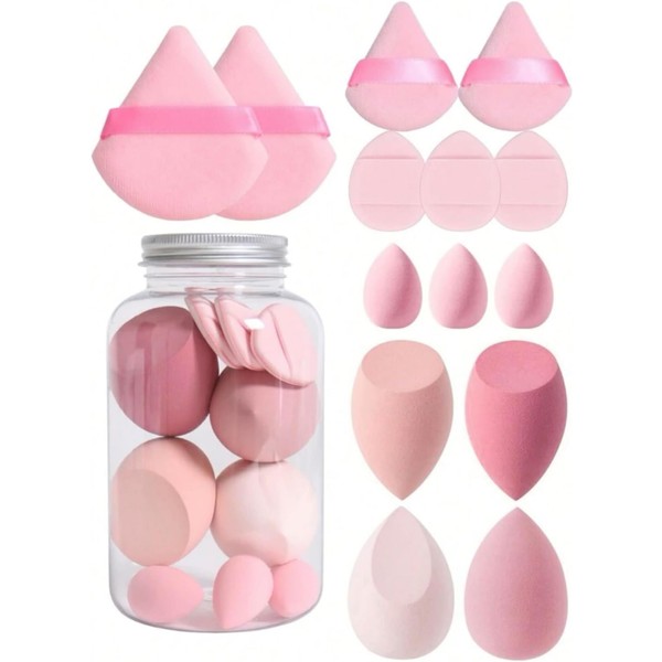 HealthyMoov 14 Piece Makeup Sponge Set with 7 Powder Puff