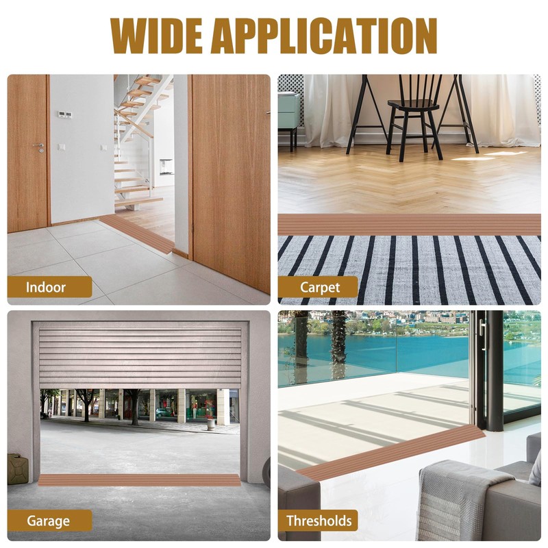 Threshold Ramps for Doorways, 0.4" Rise Rubber Door Threshold Ramp