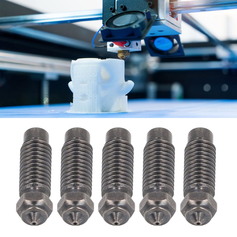 5PCS 0.4mm Nozzles M6 Thread 1.75mm Filament Hardened Steel Nozzle