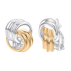 Yoursfs Helix Gold and Silvery Clip on Earrings for Women Stainless Steel Large Clip on Earrings for Dainty Jewelry