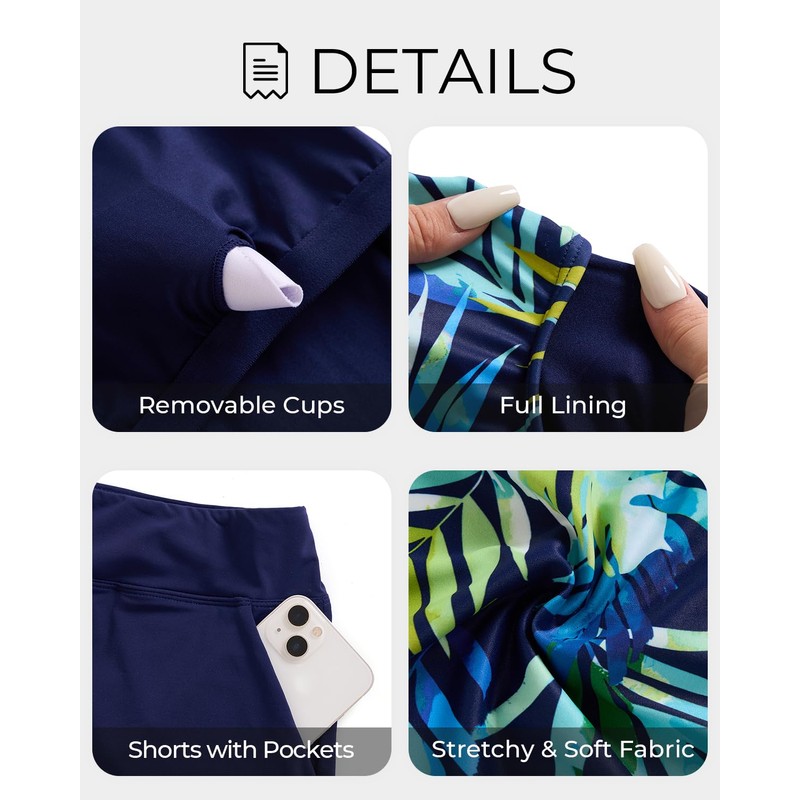 Tankini Swimsuits with Shorts - Two Piece Tummy Control Bathing