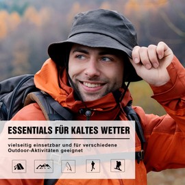 TOP-EX XL/XXL Unisex Winter Hat, Warm and Waterproof, with Fleece Lining, Outdoor Rain Hats for Cold Rainy Days, Adjustable, Foldable, Windproof, 582_Black