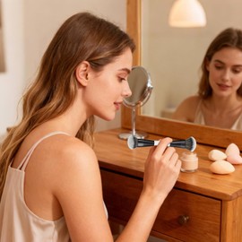 Pincel de Maquillaje,Cerdas Sintéticas Densas de Doble Punta Brochas De Maquillaje Para Base Líquida Para Difuminar Para Polvo Contorno Corrector Bronceador Mujeres Hogar Viaje Fiesta Escenario