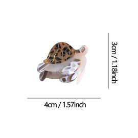 Tiny Ocean Animals Hair Clips,Novelty Acetate Hair Clip,Small Turtle Claw Clips for Women,Pack of 2,Brown