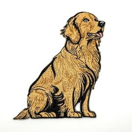 4" Golden Retriever Labrador Dog Iron On Patch - Embroidered Dogs Applique Appliques Iron On Sew On Patches for Holes, Clothing, Jeans, Hat, Backpacks, Clothes
