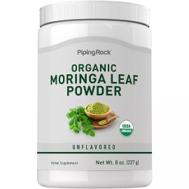 Piping Rock Organic Moringa Leaf Powder | 8oz | Unflavored | Drink Mix | by Piping Rock