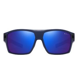 Bevi Gafas de sol cuadradas polarizadas con protección UV 400 con marco ligero TR90 para mujeres y hombres, Azul, X-Large