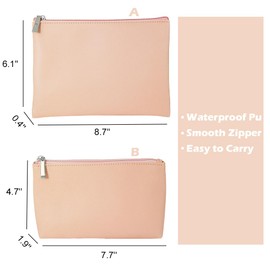 kamumanni Small Makeup Bags for Women, 2 Pcs Pu Leather Makeup Pouch, Travel Multifunctional Storage Bag Organizer for Makeup Brushes, Blush