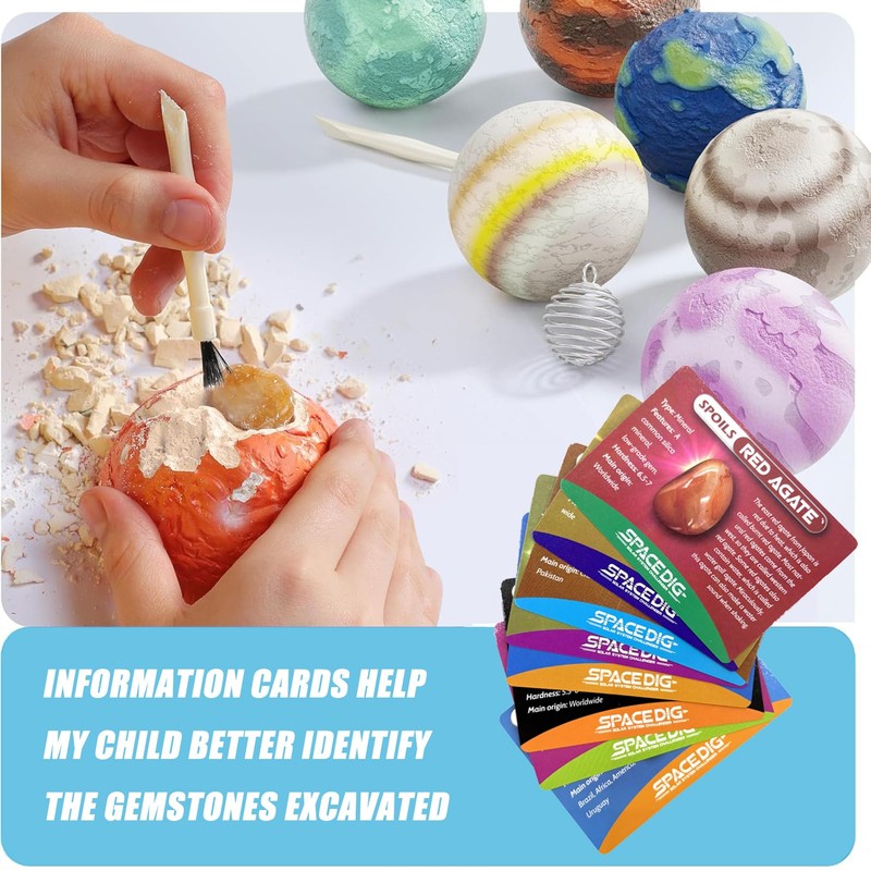 FLETANGO Excavation Set Solar System, Minerals and Crystals for Children