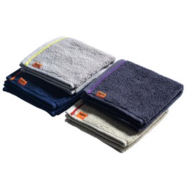 OSTD plus Towel Handkerchief, Hand Towel, 9.8 x 9.8 inches (25 x 25 cm), Pile x Pile, 4 Color Set (Navy, Grayish White, Linen Beige, Charcoal)