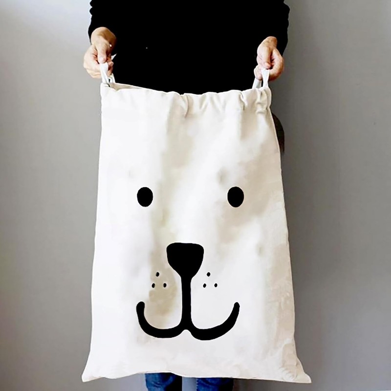 OCCOUMR Pack of 2 Cotton Laundry Bags with Practical Drawstring