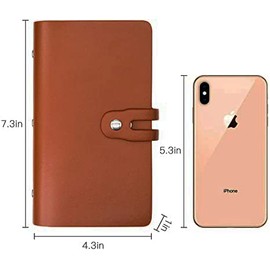 1PC Credit Card Organizer Business Card Holder,Card Book Holder Business Card Organizer,Business Card Organizer Credit ID Card Organizer,Business Card Holder Organizer Book with 96 Card Slots,Brown