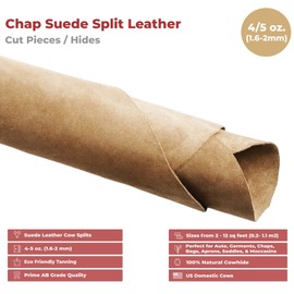 ELW Chap Splits Suede 4-5 oz (1.6-2mm) Sand, Pre-Cut Piece 1-3 SQ FT - Split Leather AB Grade Cowhide - Perfect for Auto, Garments, Chaps, Bags, Vest, Aprons, Saddles, Moccasins