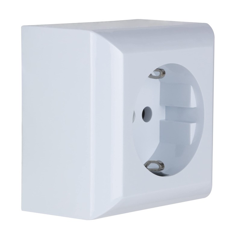 REV 0510052777 PlanoLuxe Earthed Contact Socket Surface-Mounted, White