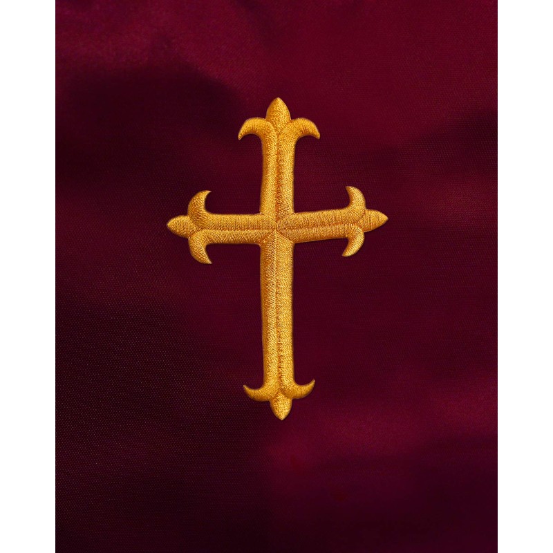 IvyRobes Unisex One-Color V Shape Choir Stole With Cross Maroon