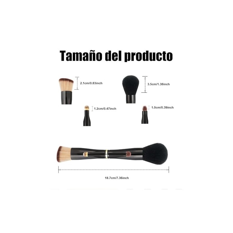 Cepillo De Maquillaje De Doble Cara 4 En 1 Cepillo