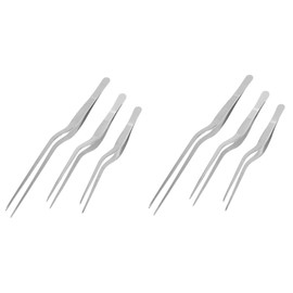 Alipis 2sets Professional Fish Bone Tweezer Tweezers Stainless Steel Clips Long Steak 3pcs*2