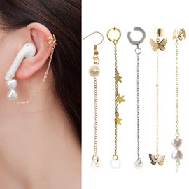 Anti Lost Earrings Earhooks for Airpods,5 Pairs Stainless Steel Fashion Anti-Lost Ear Clip Wireless Earphones Accessories Suitable for Hiking/Jogging/Exercising/Skiing