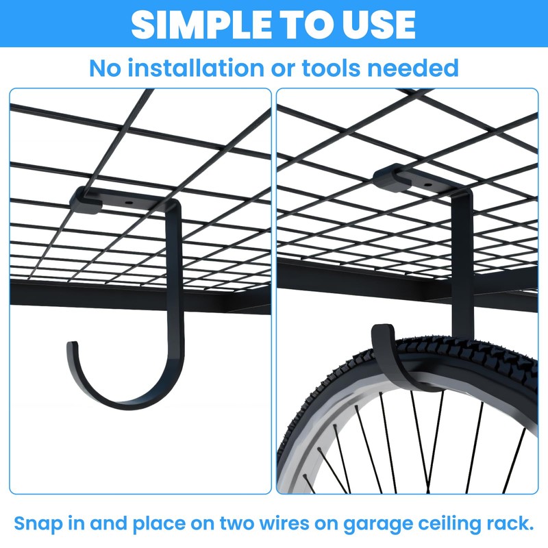 6 Pack Heavy Duty Bike Hooks for Garage Ceiling, Garage