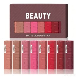 Set 8 Labiales Líquidos Mate Beauty Rojo