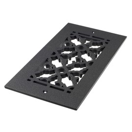 Reggio Register Scroll Floor Register 4X10 - Black Cast Iron Vent Covers for Home Floors; Features an Underside Lip; with Mounting Holes - Made in The USA | 612-H