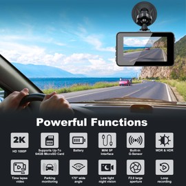 Zengest Dash Cam Front 1080P, Dash Camera for Cars with 3'' IPS Screen 170°Wide Angle Dashboard Camera Aluminum Alloy Case, WDR G-Sensor Parking Monitor Loop Recording Motion Detection without TF Card