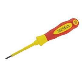 Faithfull FAISDVDE35 3.5 x 100 mm VDE Soft Grip Parallel Slotted Tip Screwdriver