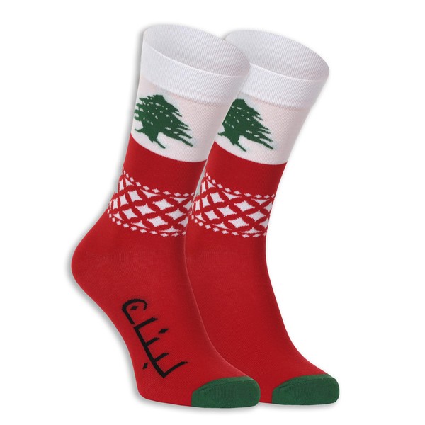 Country-Themed Socks Large, Shoe Size 9-12 (Lebanon)